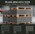Plasă Cuști Zincată, Sudată în panou de 1000×2000 mm  | Achitare la primire | Livrare prin curier în toată țara
